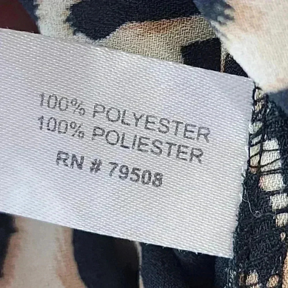 Cynthia Rowley Tiger Animal Print Button Up Long Sleeve Women's Chiffon Blouse L - Picture 6 of 8